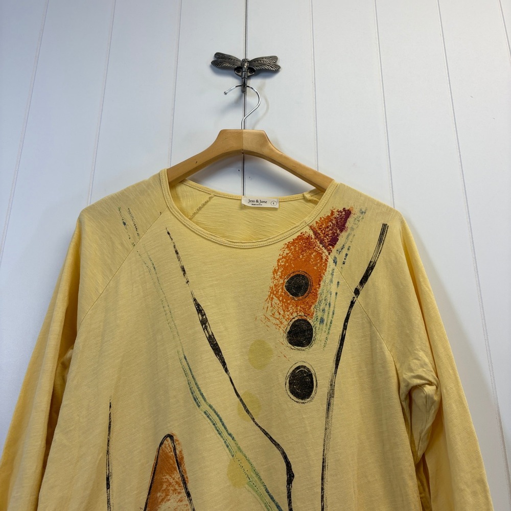 Jess & Jane Lagenlook Tunic Top Women Size Large Art Deco Scandi Boho Abstract - Picture 8 of 9